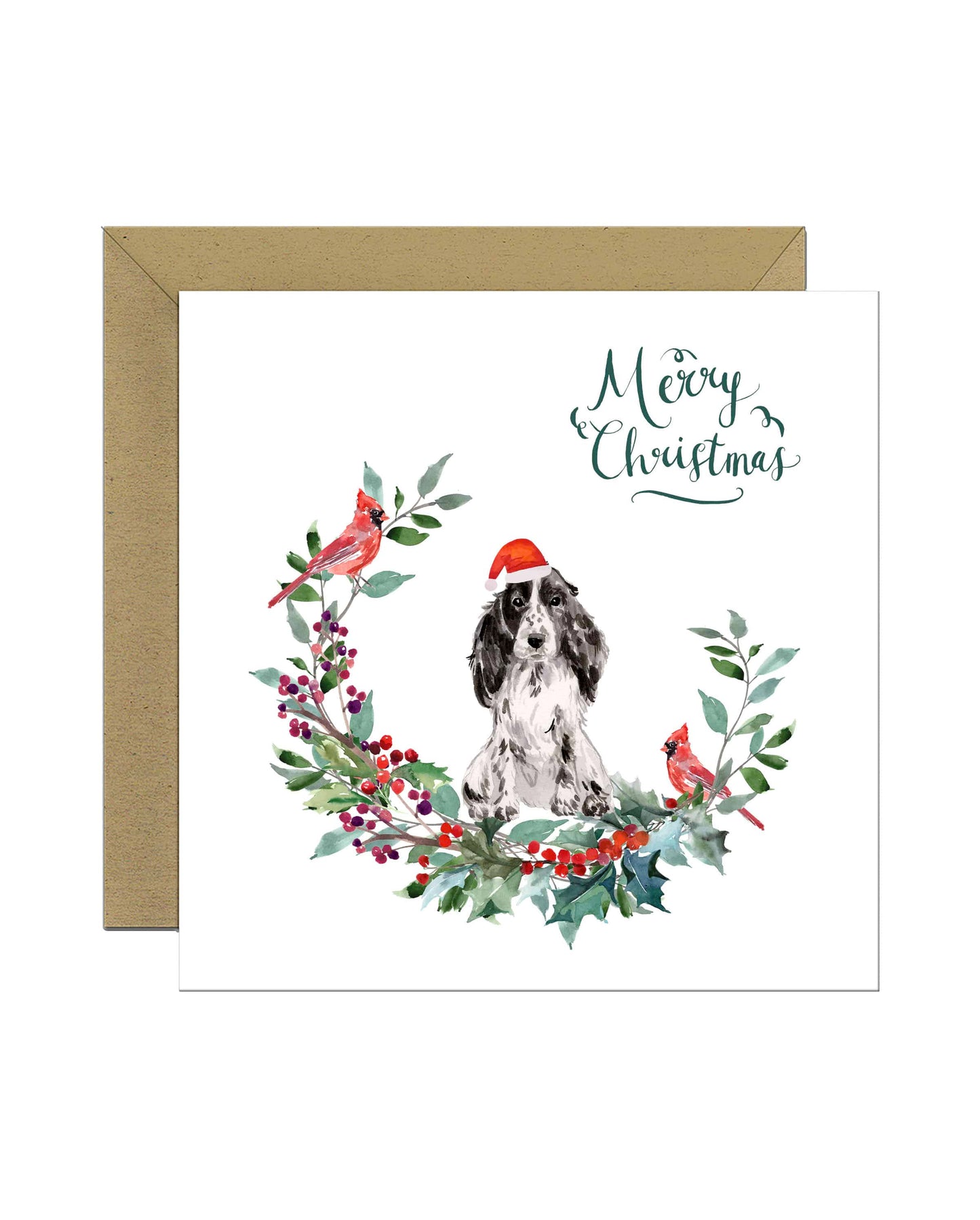 Cocker Spaniel Black & White Dog Christmas Card