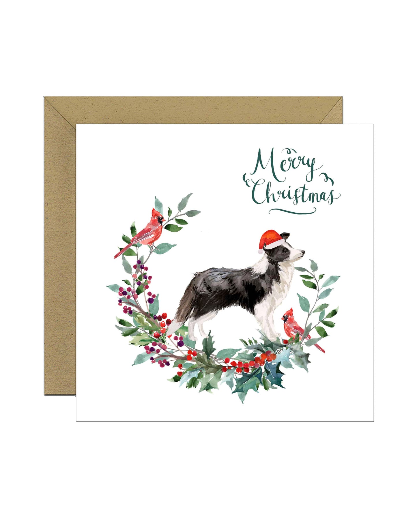 Border Collie Dog Christmas Card