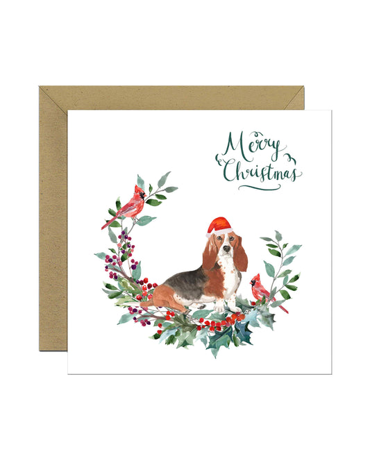 Basset Hound Dog Christmas Card