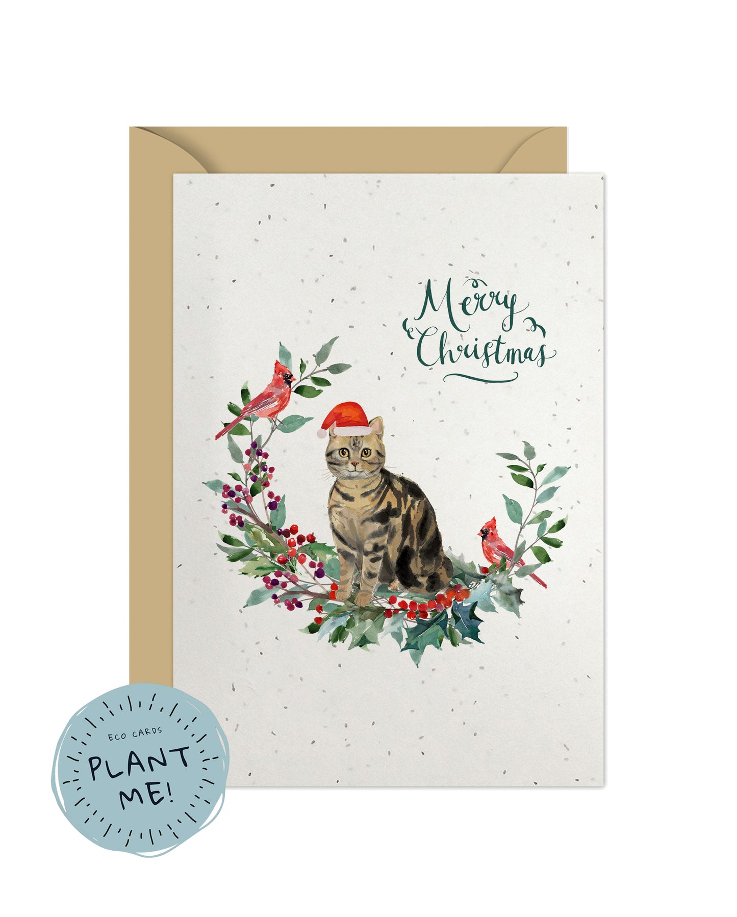 American Shorthair Brown Cat Christmas Card