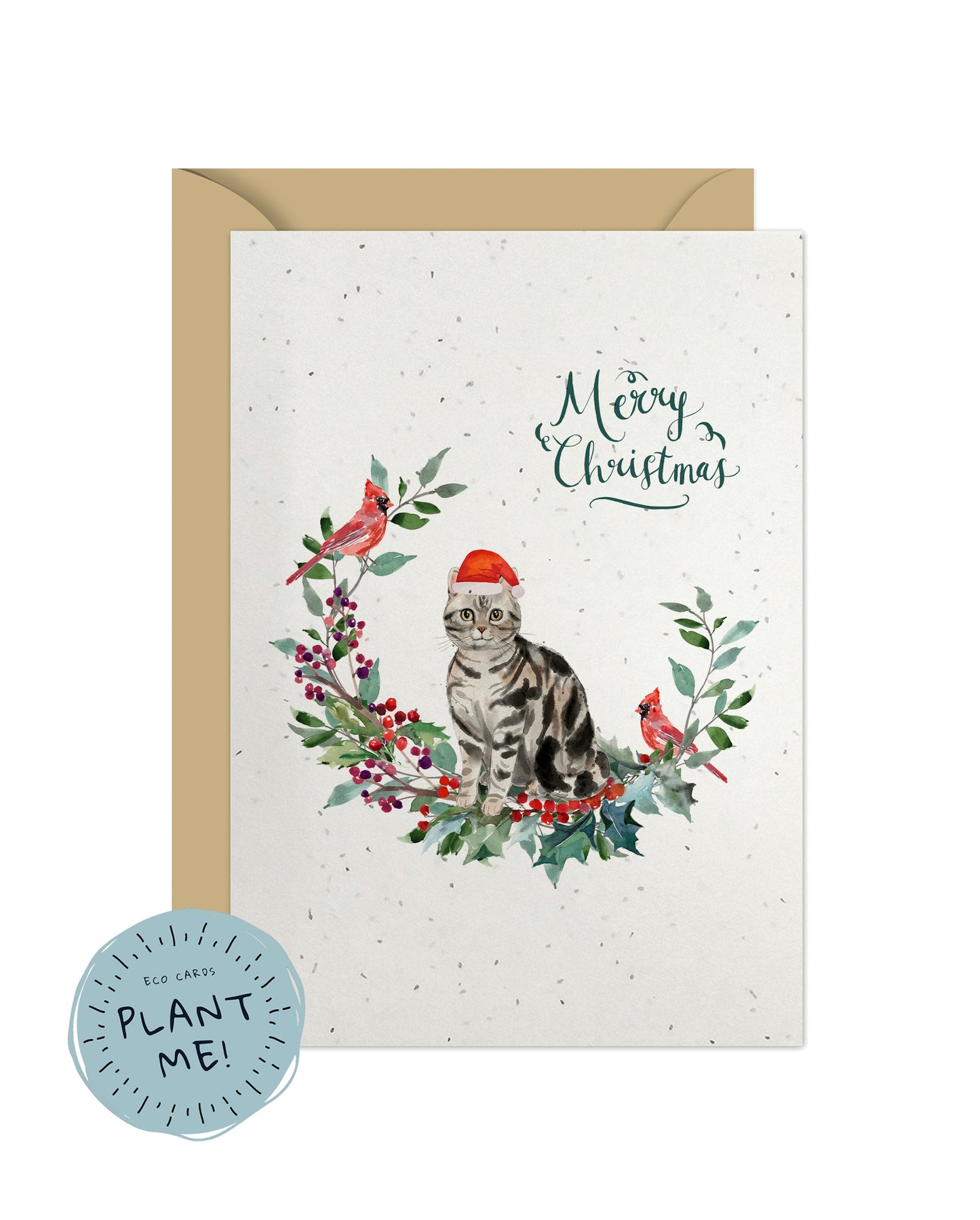 American Shorthair Silver Cat Christmas Card