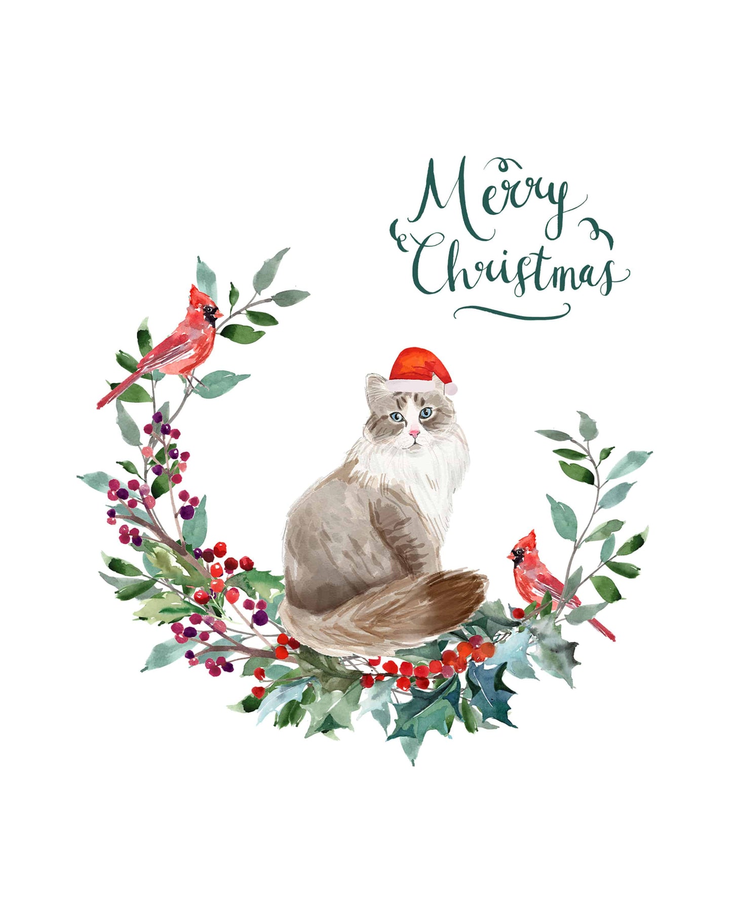 Siberian Cat Christmas Card