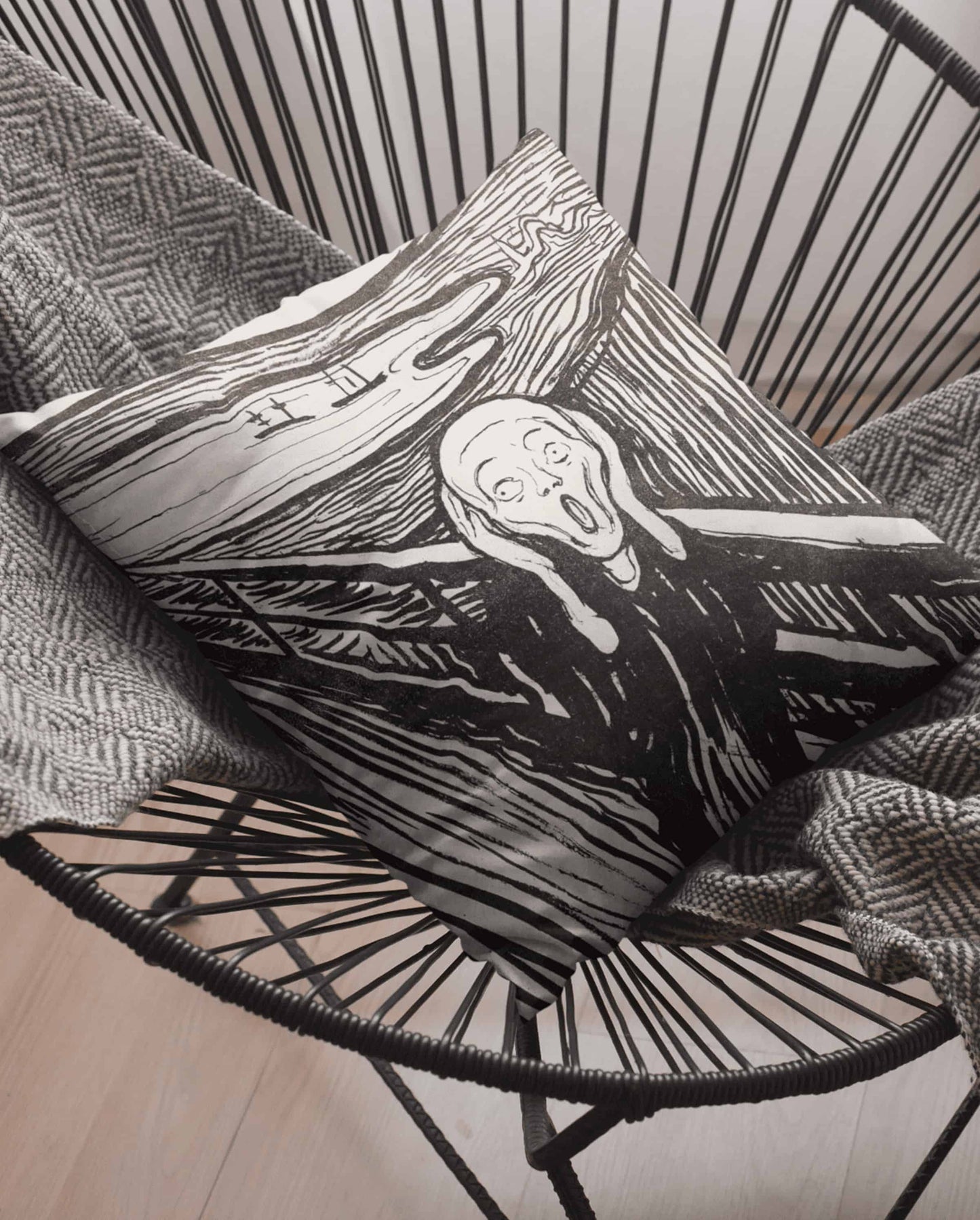 The Scream by Edvard Munch Sketch Premium Cushion