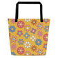 70s Flower Power Large Tote Bag