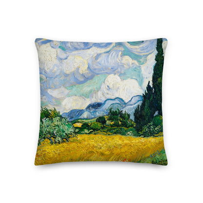 Wheat Field with Cypresses by Van Gogh Premium Pillow