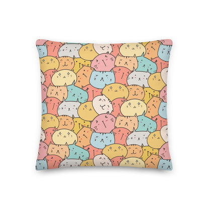 Pastel Cat Face Premium Pillow