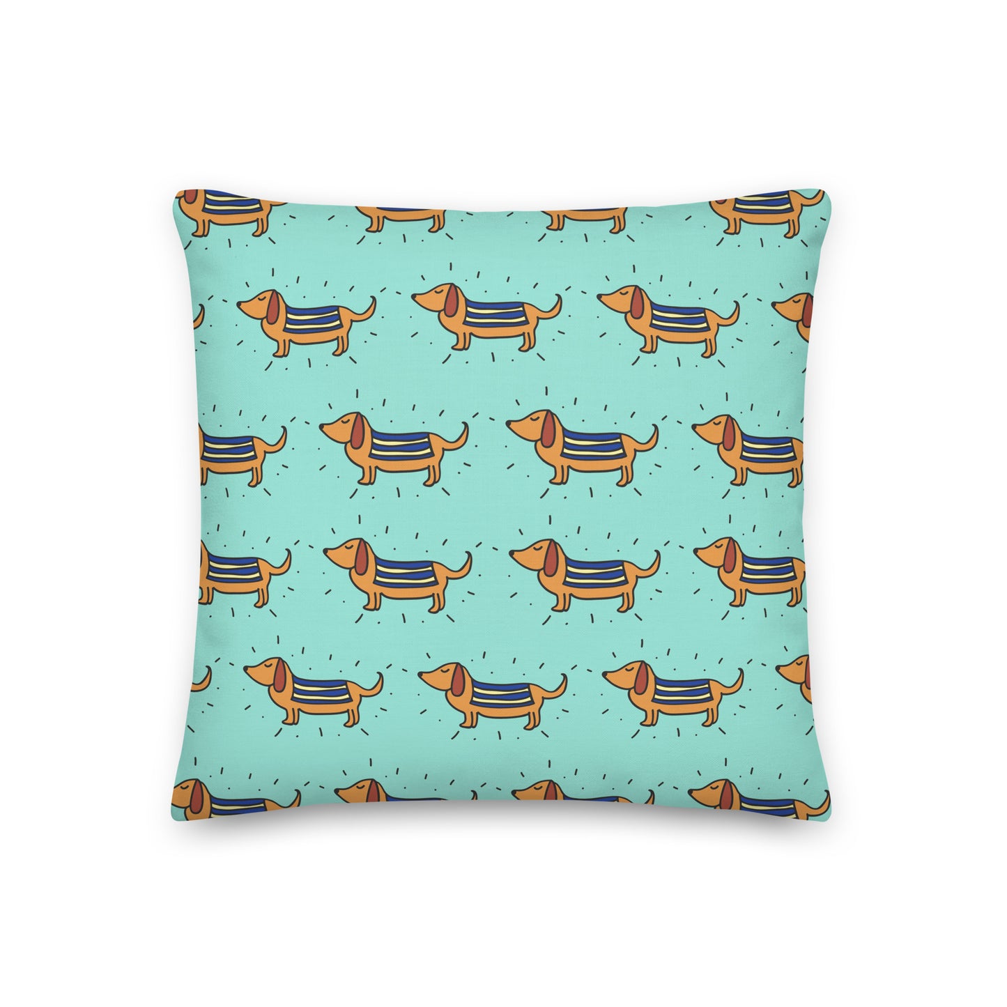 Turquoise Dachshund  Premium Pillow