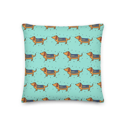 Turquoise Dachshund  Premium Pillow