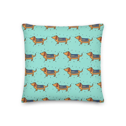 Turquoise Dachshund  Premium Pillow