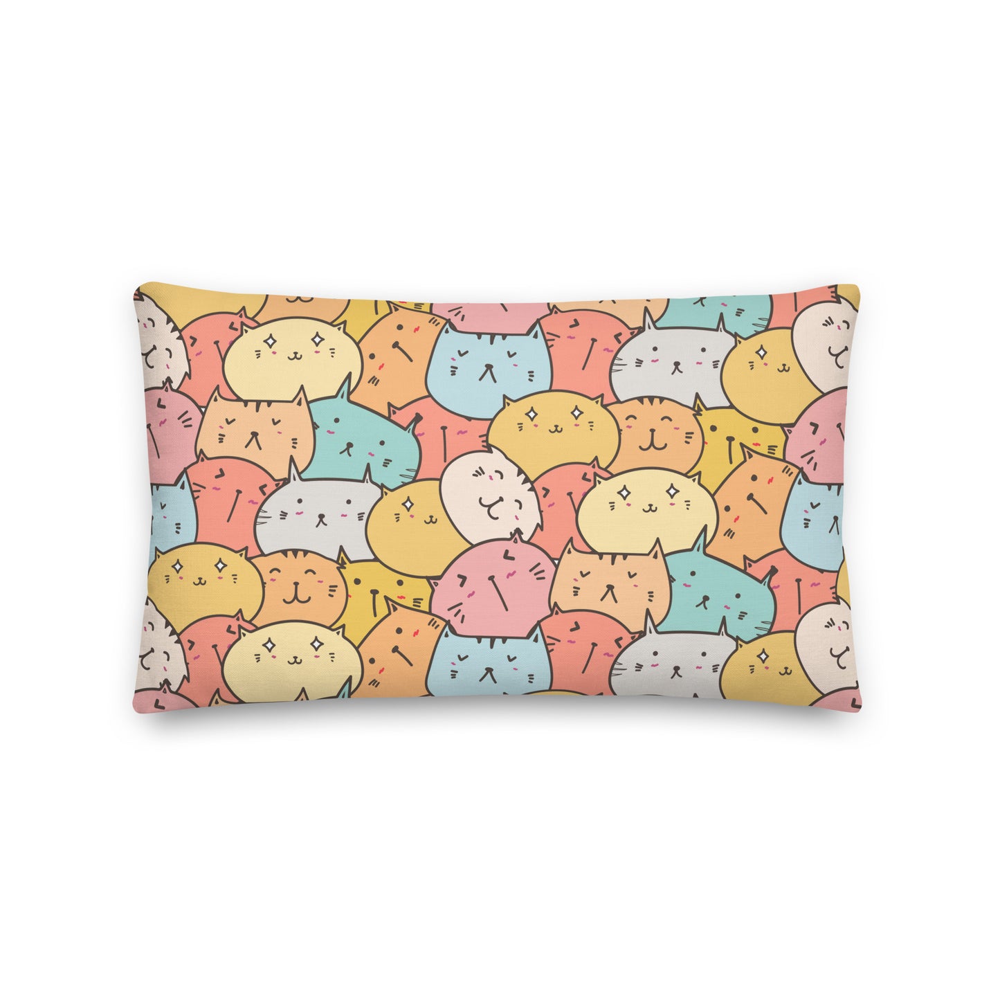 Pastel Cat Face Premium Pillow