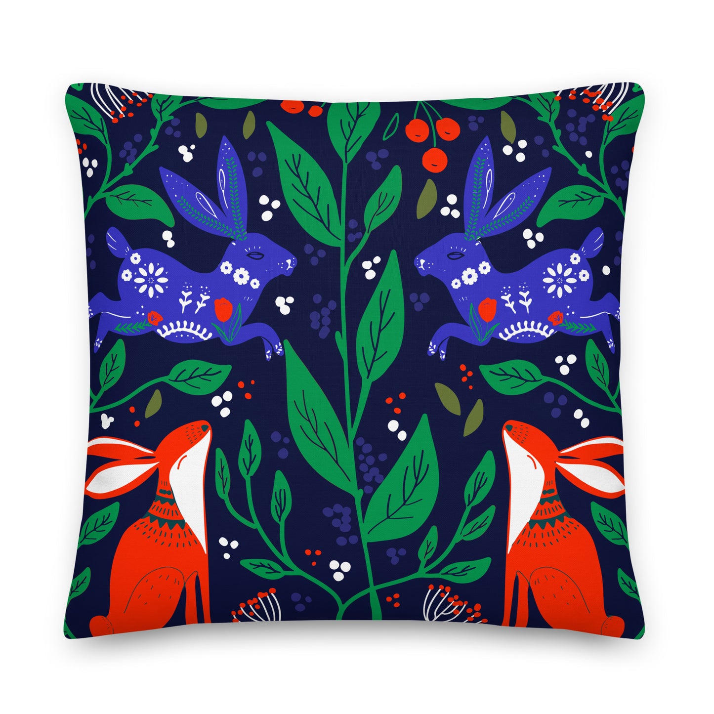 Nordic Folk Rabbits Premium Cushion