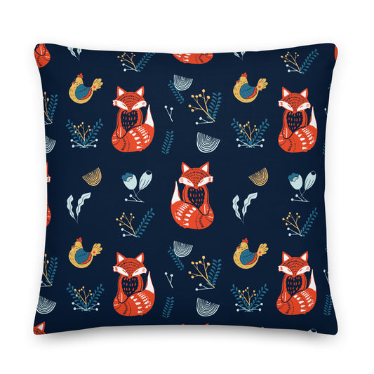 Nordic Fox & Hens Premium Cushion