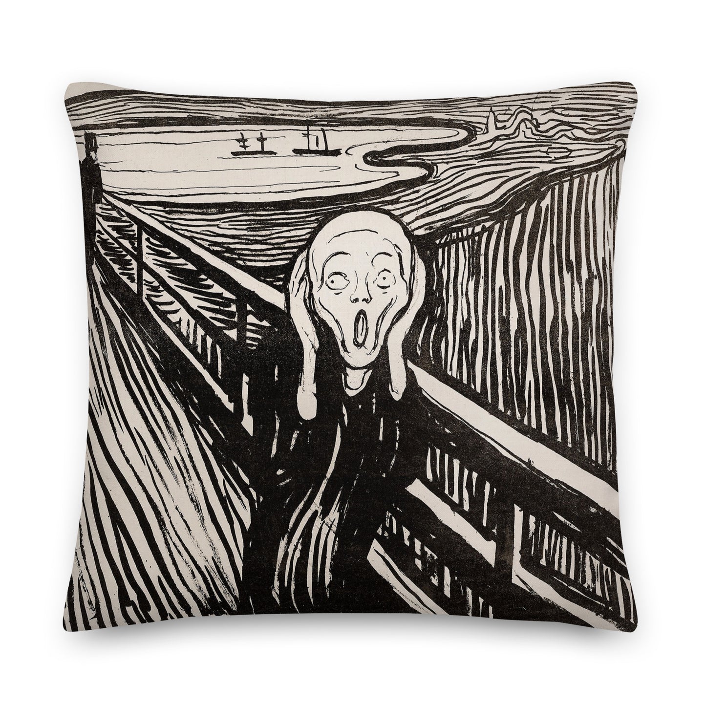 The Scream by Edvard Munch Sketch Premium Cushion