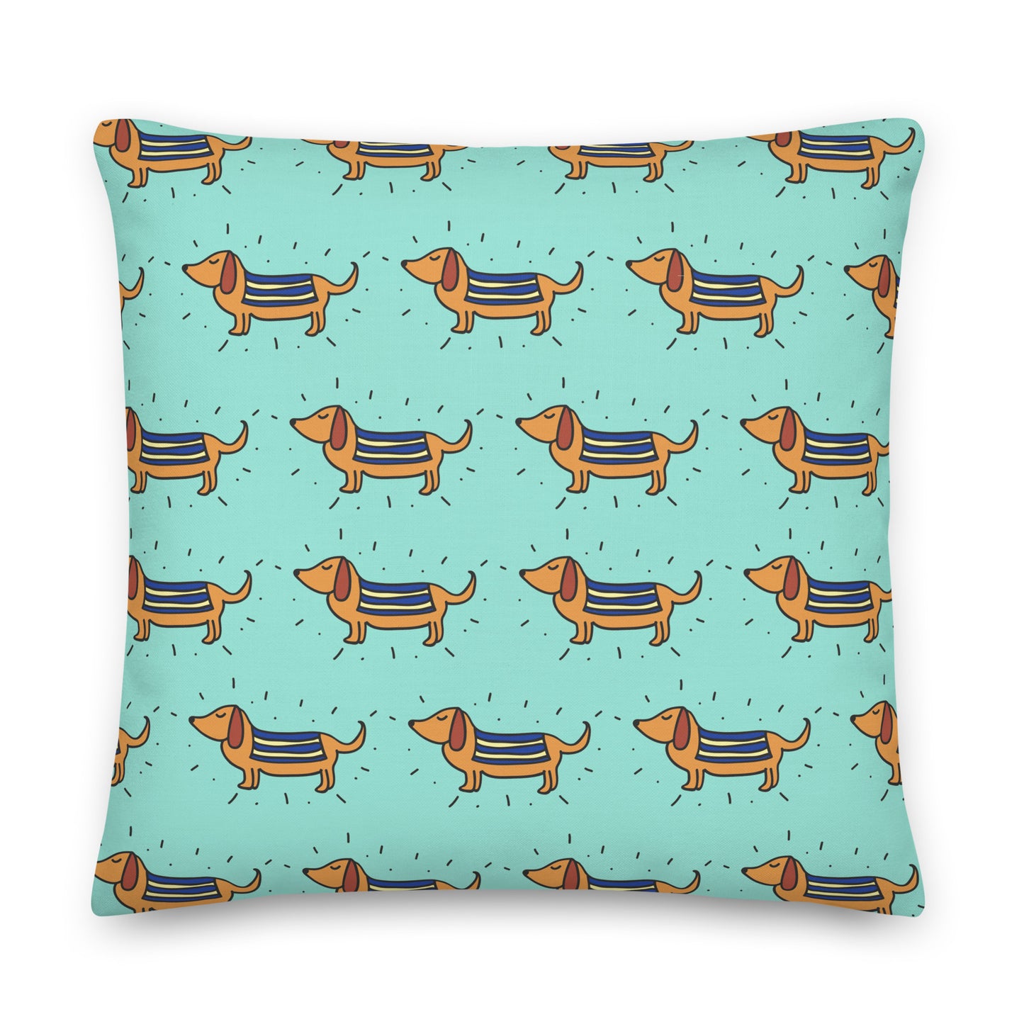 Turquoise Dachshund  Premium Pillow