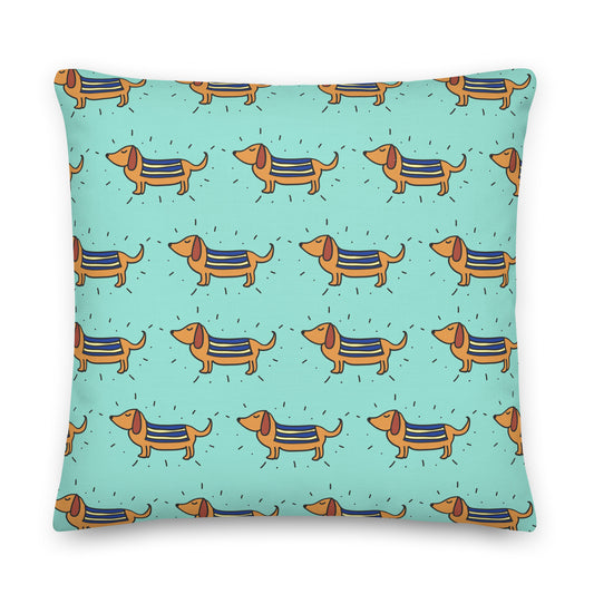 Turquoise Dachshund  Premium Pillow