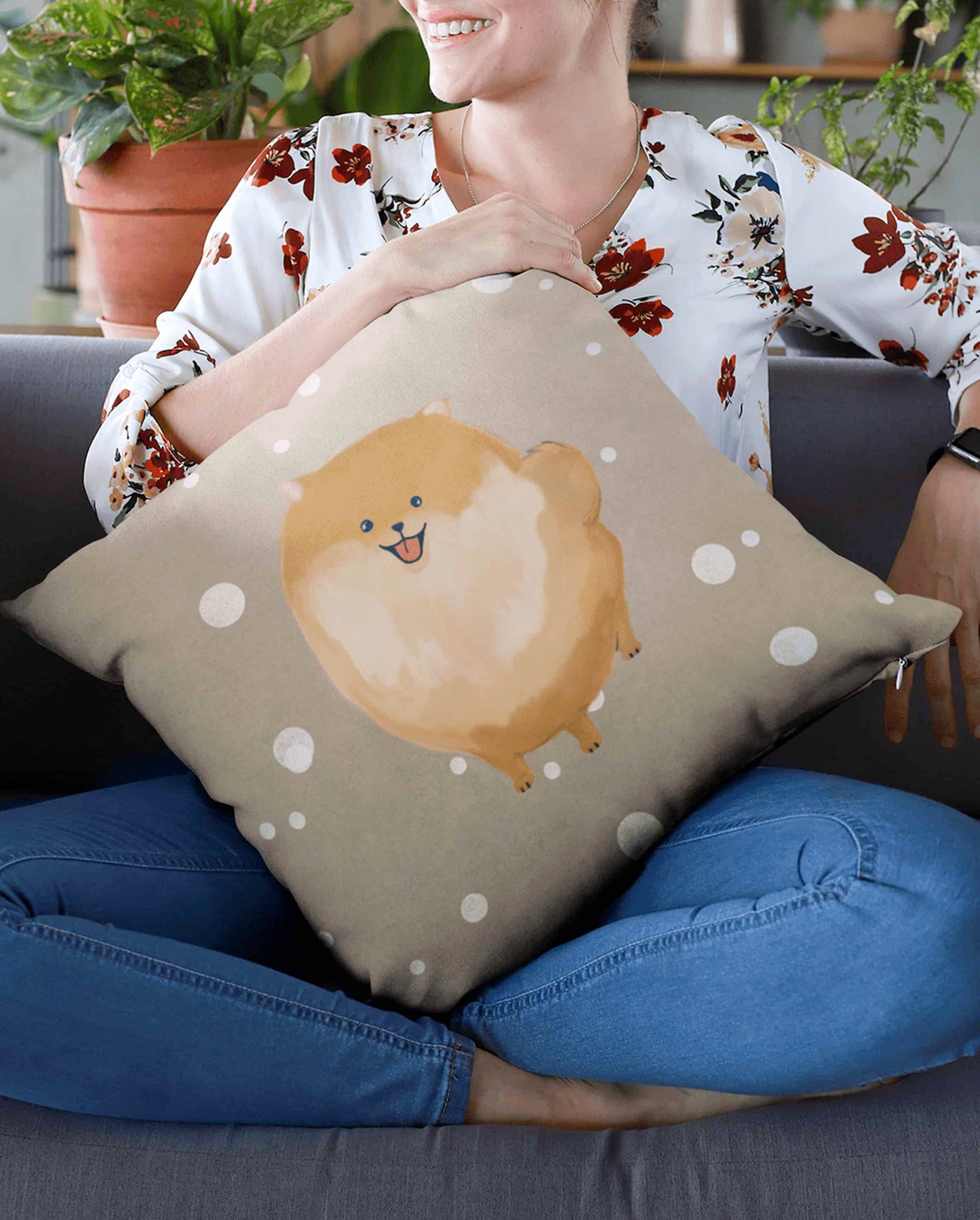 Pomeranian Autumn Premium Cushion