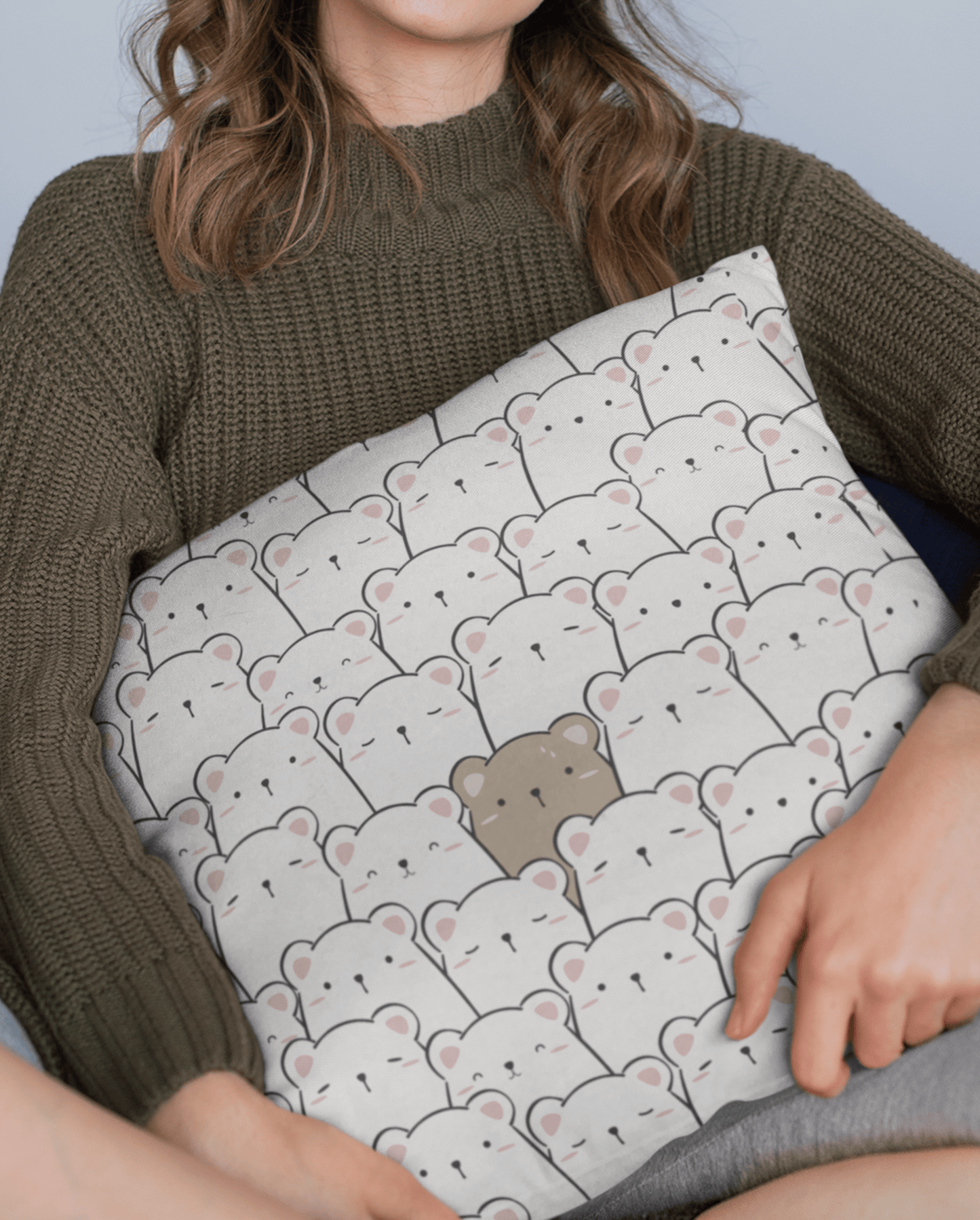 White Bears Brown Bear Premium Pillow