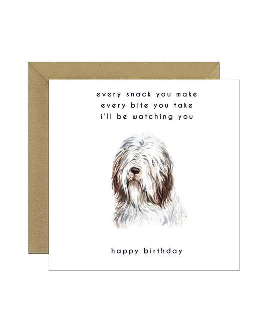 Every Bite You Take, Bearded Collie Birthday Card