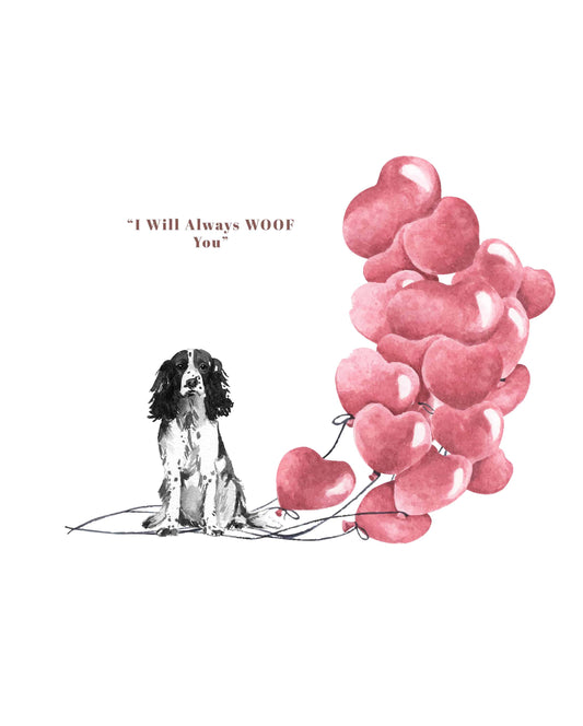 I will always WOOF You, Sprocker Springer Spaniel Valentine's Card