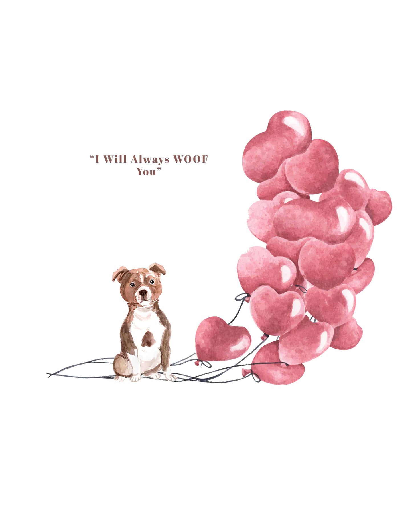 I will always WOOF You, Staffordshire Bull Terrier Valentine's Card