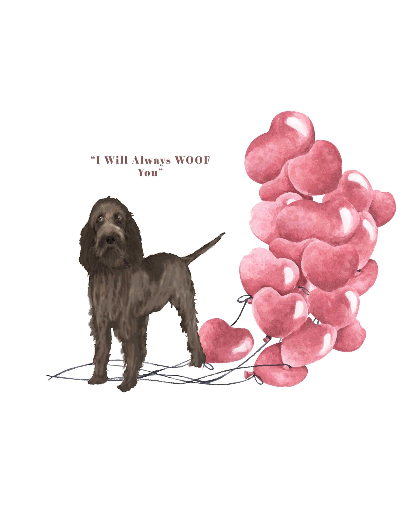 I will always WOOF You, Spinone Italiano Brown Roan Valentine's Card