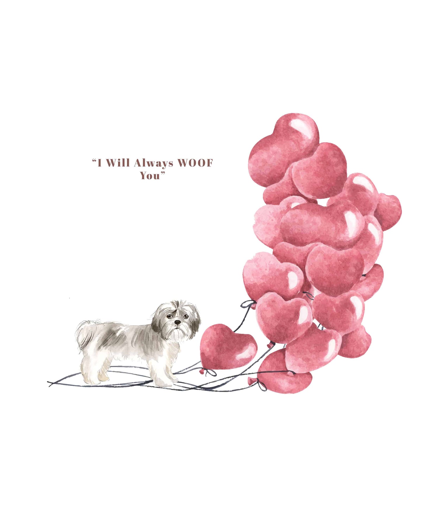 I will always WOOF You, Shih Tzu Short Hair Valentine's Card