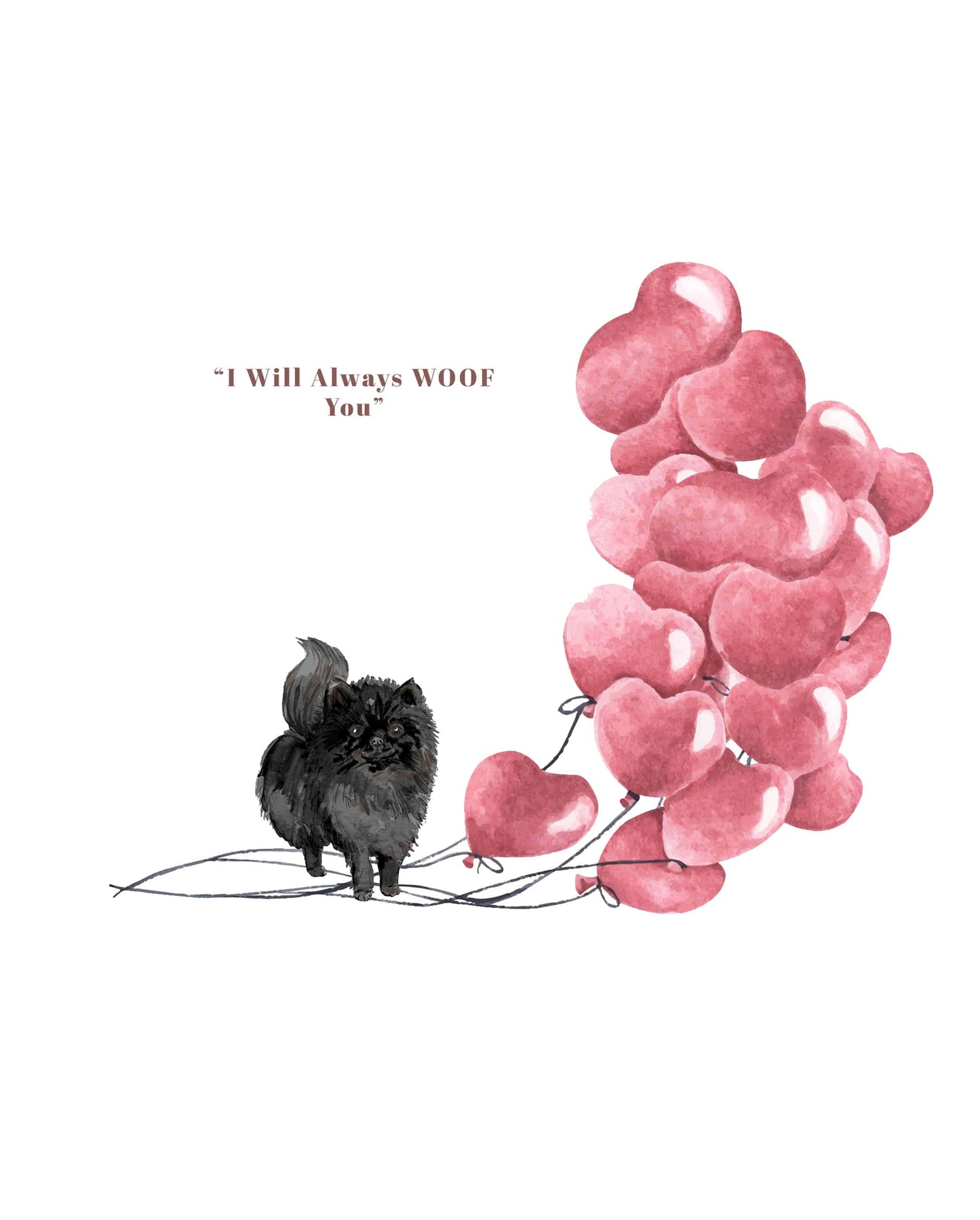 I will always WOOF You, Black Pomeranian Valentine's Card