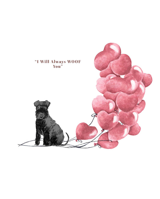 I will always WOOF You, Black Lakeland Terrier Valentine's Card