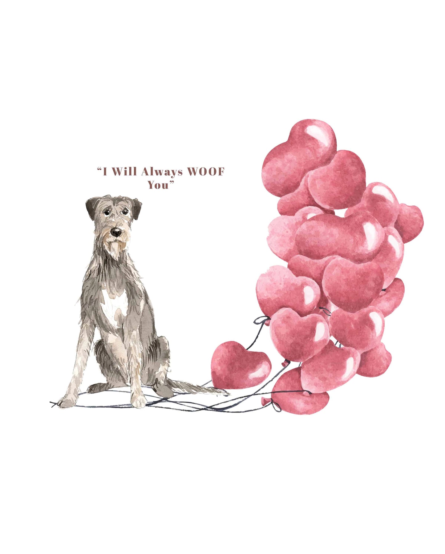 I will always WOOF You, Irish Wolf Hound Valentine's Card