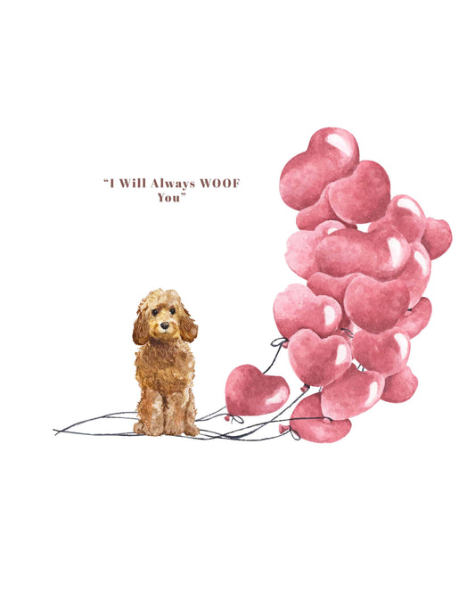 I will always WOOF You, Golden Honey Cockapoo Valentine's Card