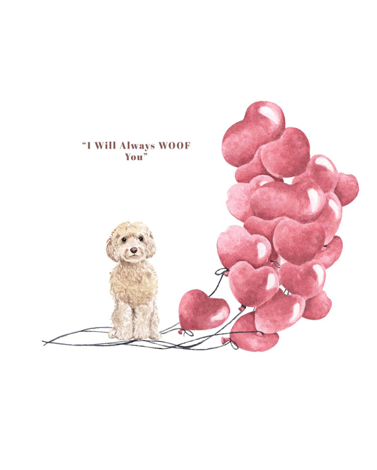 I will always WOOF You, Champagne Cockapoo Valentine's Card