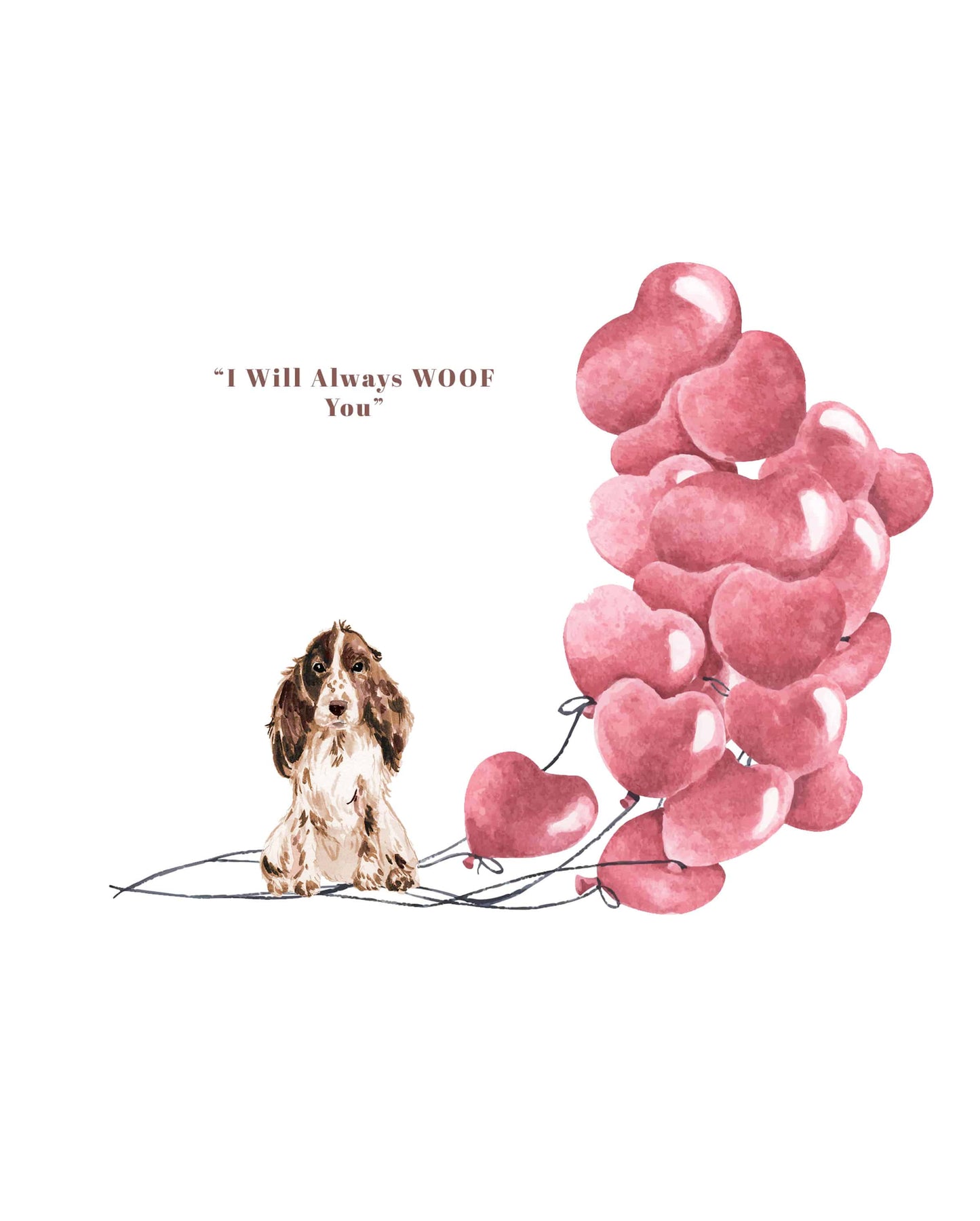 I will always WOOF You, Brown Cocker Spaniel Valentine's Card