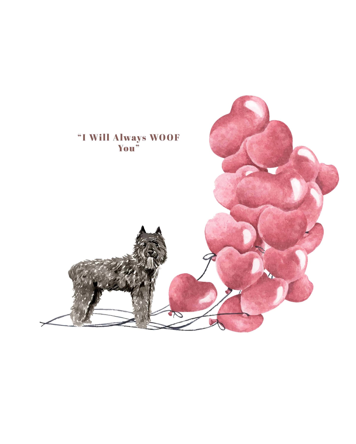 I will always WOOF You, Bouvier des Flandres Valentine's Card