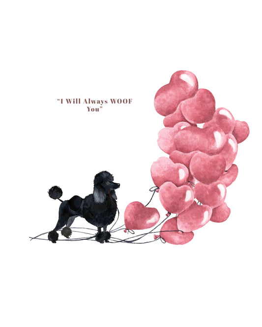 I will always WOOF You, Black Poodle Valentine's Card