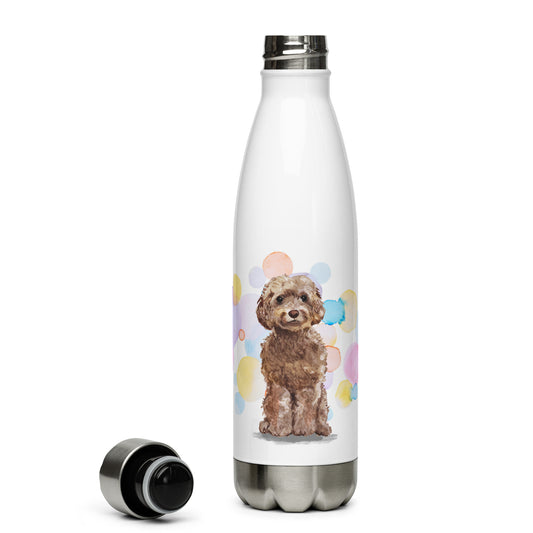 Brown Cockapoo Dog Stainless Steel Water Bottle