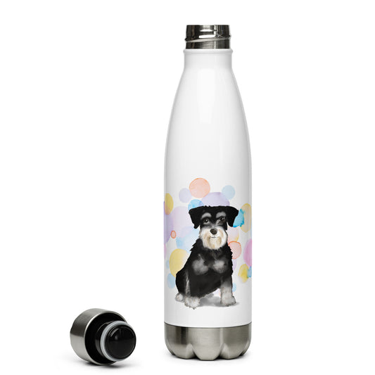 Black & White Miniature Schnauzer Dog Stainless Steel Water Bottle