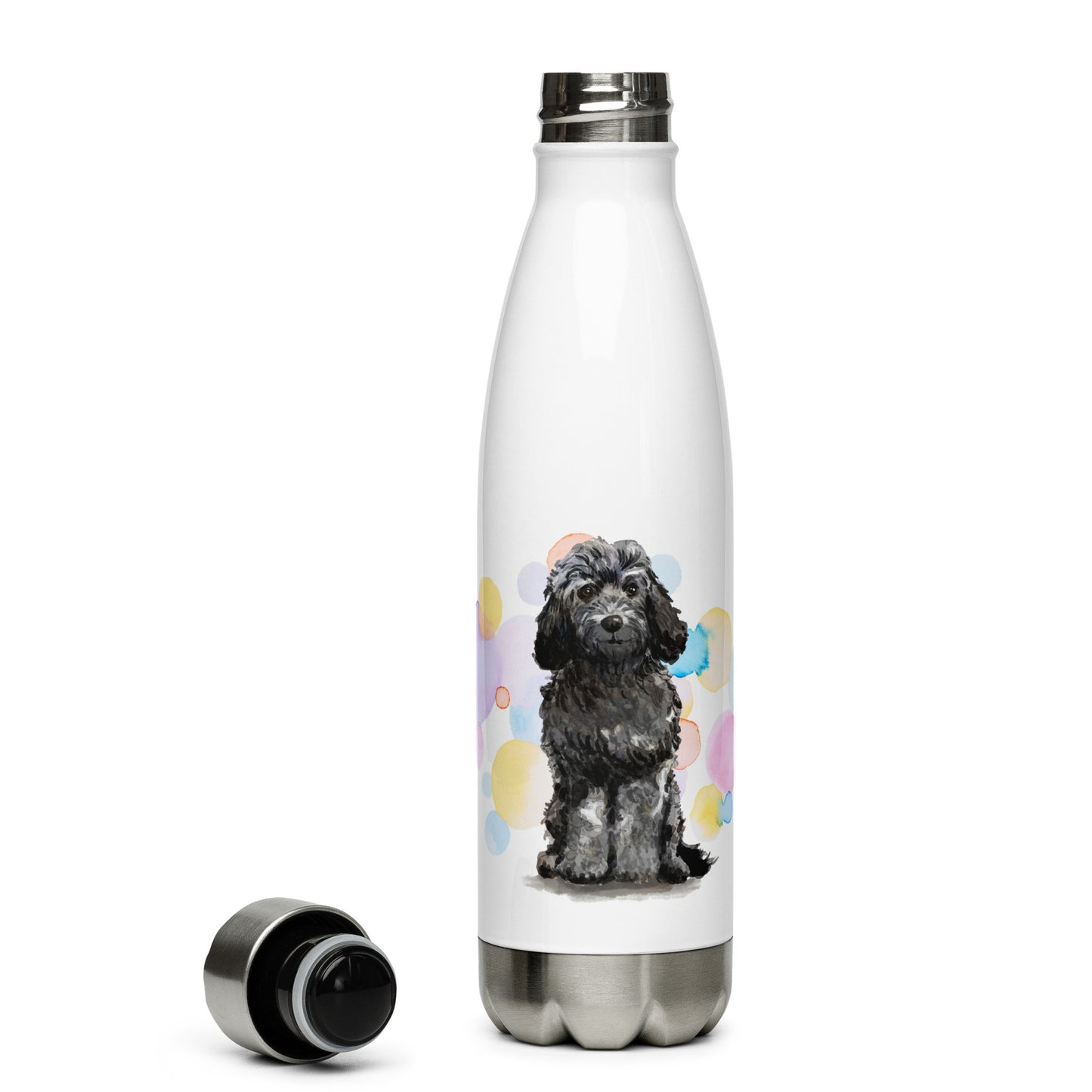 Black Cockapoo Dog Stainless Steel Water Bottle