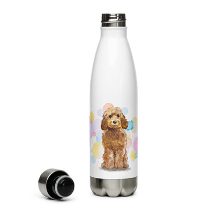 Honey Golden Cockapoo Dog Splash Stainless Steel Water Bottle