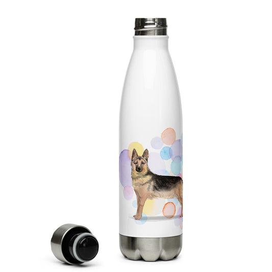 German Shepherd Dog Splash Stainless Steel Water Bottle