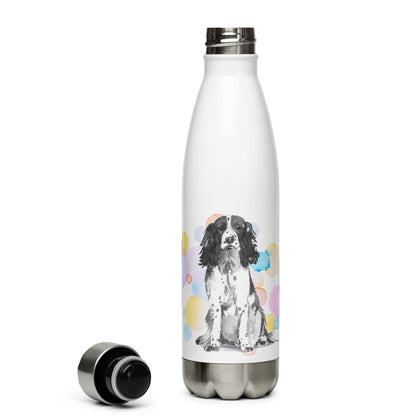 English Springer Spaniel Black & White Dog Stainless Steel Water Bottle