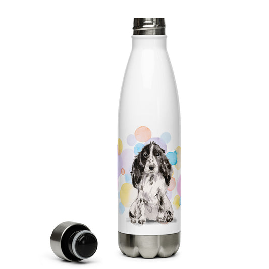 English Cocker Spaniel Black & White Dog Stainless Steel Water Bottle