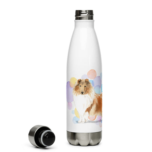 Rough Collie Dog Splash Stainless Steel Water Bottle