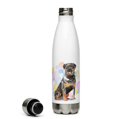 Rottweiler Dog Splash Stainless Steel Water Bottle