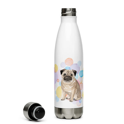 Pug Dog Splash Stainless Steel Water Bottle