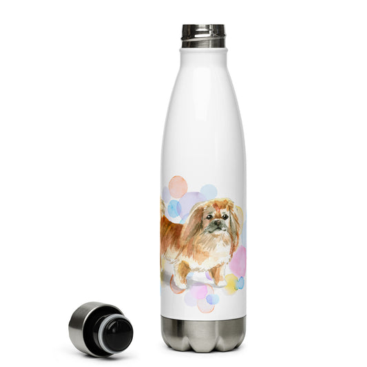 Pekingese Dog Splash Stainless Steel Water Bottle