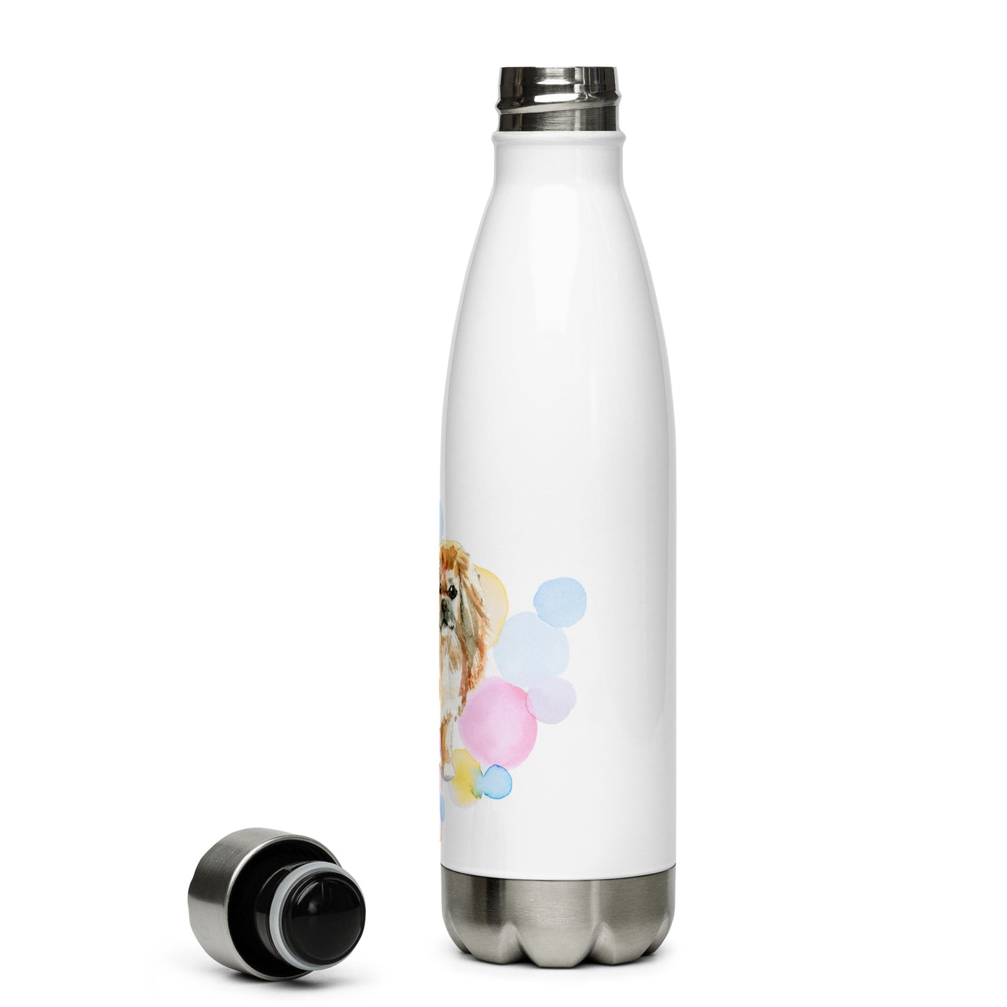 Pekingese Dog Splash Stainless Steel Water Bottle