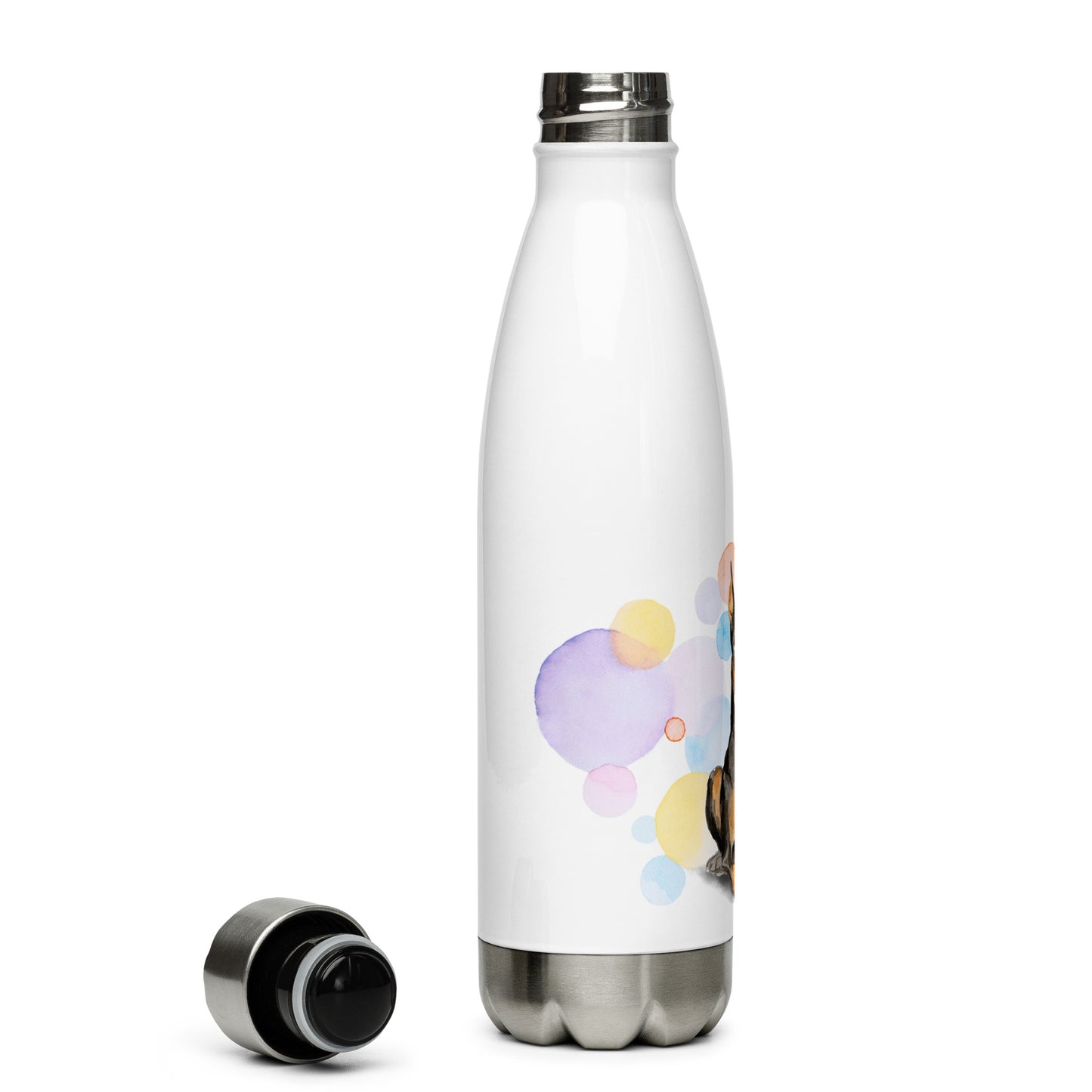 Doberman Dog Splash Stainless Steel Water Bottle