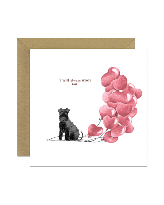 I will always WOOF You, Black Lakeland Terrier Valentine's Card