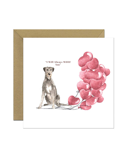 I will always WOOF You, Irish Wolf Hound Valentine's Card