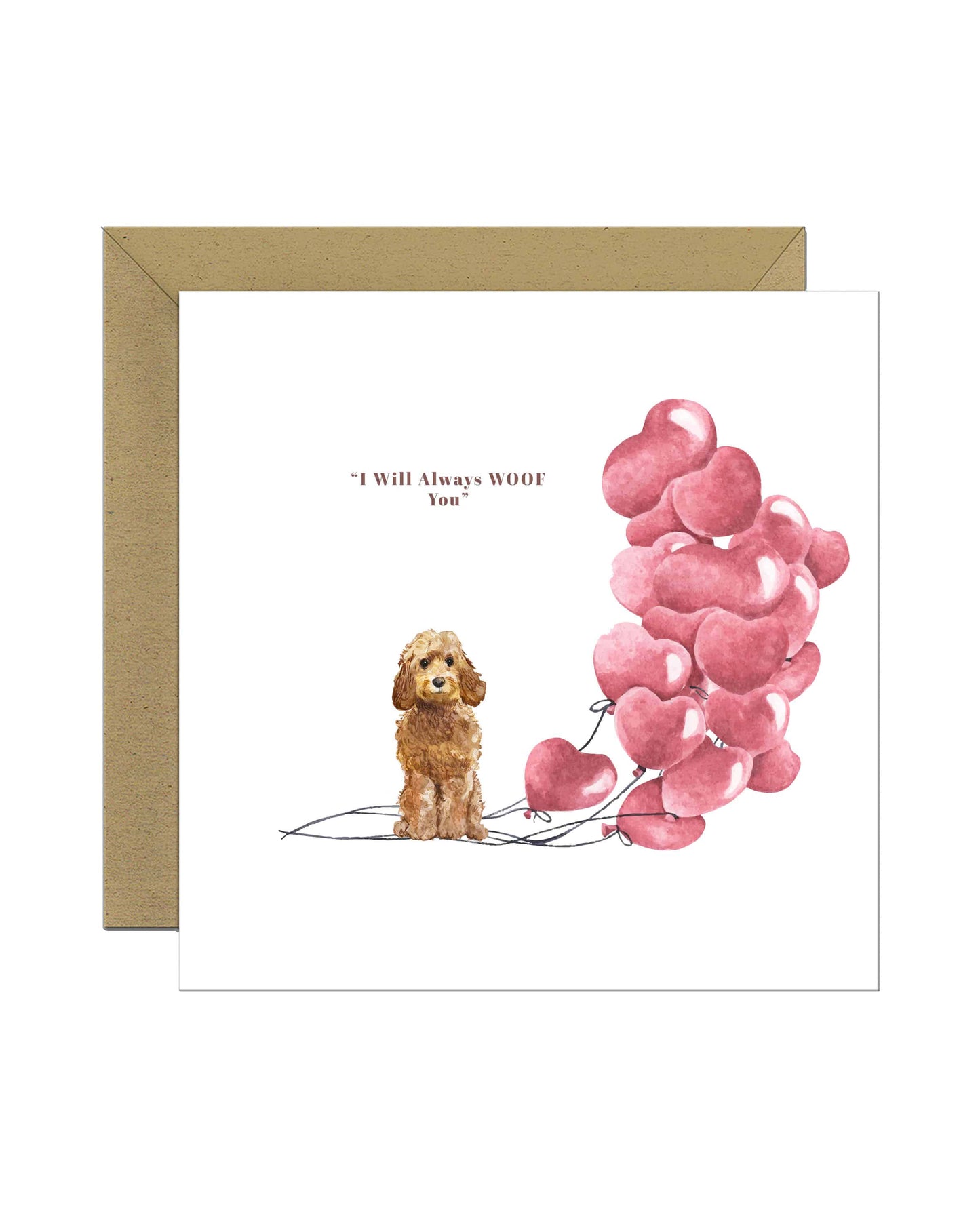 I will always WOOF You, Golden Honey Cockapoo Valentine's Card